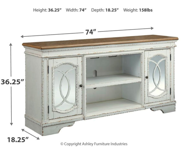 Realyn - Chipped White - XL TV Stand w/Fireplace Option