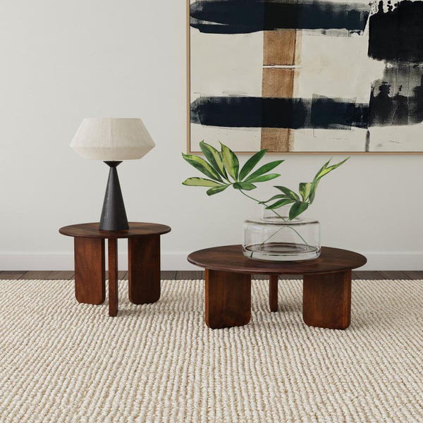 Dale - Round Solid Mango Wood Side End Table - Brown