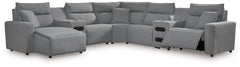 Looking cool and contemporary is great. But when it comes down to it, youâ€™re all about low-maintenance lounging. With the performance fabric on this power reclining sectional with chaise, cleaning spills is a breeze. Its modular design caters to your ev