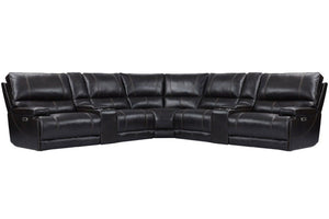 Even commercials are more tolerable when you-'re relaxing in the plush comfort of this six-piece sectional seating group. You-'ll love the luxury of its two power recliners on each end that feature power headrests. Between those, you-'ll find and armless 