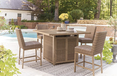 A perfect balance of design and utility, this set turns any outdoor living space into your own piece of paradise. Crafted with easy-care resin wicker over an aluminum frame with the look of wood, it-'s the epitome of California dreamin-' style. The press 