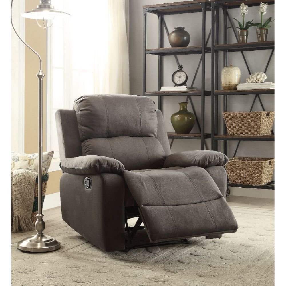 The Bina recliner offers comfort, style and value for any home. Reflects sleek styling, cozy seating and smooth polished microfiber upholstery provides relaxation from seat to toe with an easy to reach external handle for operating the reclining mechanism