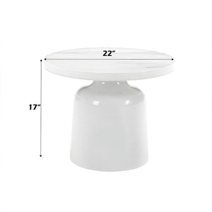 Zaid - End Table - Engineering Marble & White High Gloss Finish