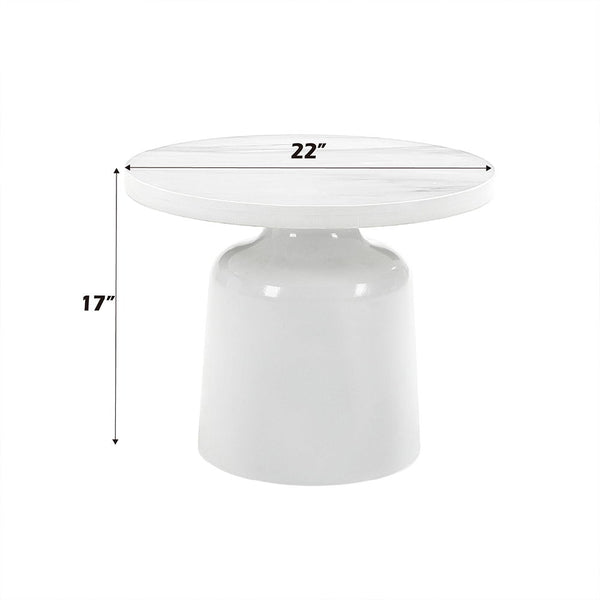 Zaid - End Table - Engineering Marble & White High Gloss Finish