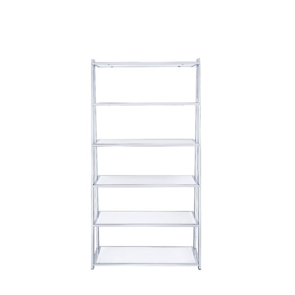 Coleen - Bookshelf - White High Gloss & Chrome