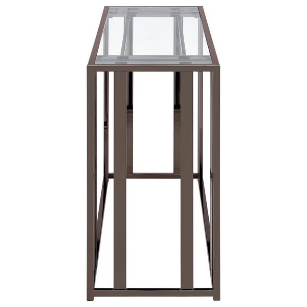 Adri - Glass Top Entryway Sofa Console Table - Black Nickel