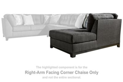 This right-arm facing corner chaise is made with polyester upholstery. Pairs with other items in the series to make a sectional.<br><br><b>Additional Dimensions</b><br><ul><li>Minimum width of doorway for delivery: 32-"</li><li>Leg height: 5-"</li><li>Sea