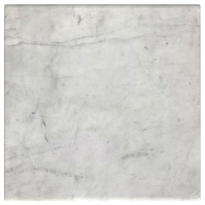 Ebby - Square Genuine Marble Top Metal End Table - White