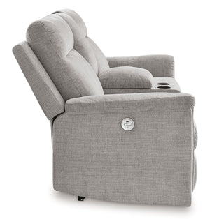 this power reclining loveseat with console invites you to sink into ultimate comfort. Easily t