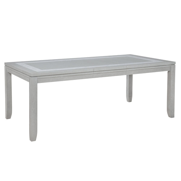 The Fiona Rectangle Dining Table in Mist Gray is crafted with lasting quality in mind, combining the durability of solid Rubberwood with the precision of premium engineered woods and the eco-friendly appeal of oak-embossed laminate. Its elegant Misty Gray