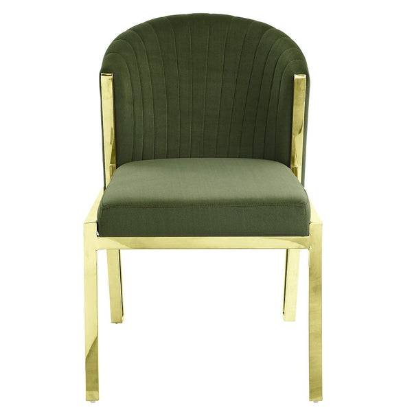 Fallon - Side Chair (Set of 2) - Green Velvet & Mirrored Gold