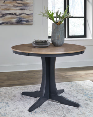  Mindi wood veneer and MDF substrates. Outstanding 2-tone finish features a light brown wood tone top with dark slate blue table base and chair frame. Designed for smaller space dining solutions the 42-" 