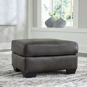  you-'ll find this ottoman fits the bill beautifully. Enhancing its handsome profile and generous scale: a textural