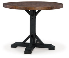 This counter height table serves up the best in cottage styling. Its rounded design encourages chatting over coffee and banter over board games. The tabletopâ€™s thick profile has a luxurious, earthy appeal. A charming choice, its two-tone finish is versa