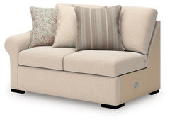 This left-arm facing loveseat is made with Next-Gen Nuvellaâ„¢ (polyester) fade-resistant, washable fabric. Fully finished on all sides, it pairs with other items in the series to make a modular sectional.<br><br><b>Additional Dimensions</b><br><ul><li>Ar