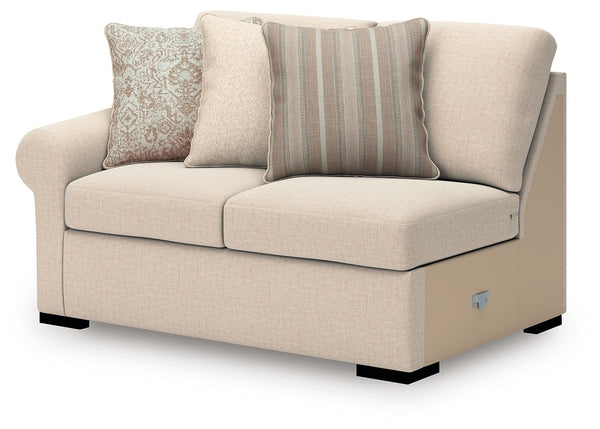 This left-arm facing loveseat is made with Next-Gen Nuvellaâ„¢ (polyester) fade-resistant, washable fabric. Fully finished on all sides, it pairs with other items in the series to make a modular sectional.<br><br><b>Additional Dimensions</b><br><ul><li>Ar
