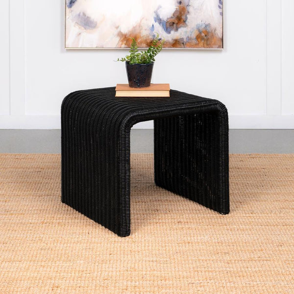  perfect for accenting your casual space. A minimalist inverted U-shape silhouette revisits 1970s furniture style and serves its purpose well. Made of black metal with a