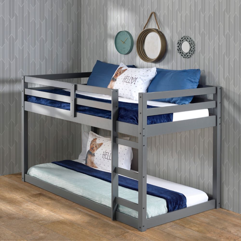 Make bedtime fun again with the Gaston Loft Bed. This sturdy piece was carefully crafted with selected solid pine wood. Easy access guardrails are included for added safety. As well as a built-in ladder for easy access to and from the top bed. Featuring a