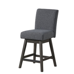 The High Line Counter Height Swivel Chairs in Gray offer a blend of durability, comfort, and functionality. Each set includes two counter swivel stools, expertly crafted from solid Acacia and Rubberwood, complemented by high-quality manufactured woods and