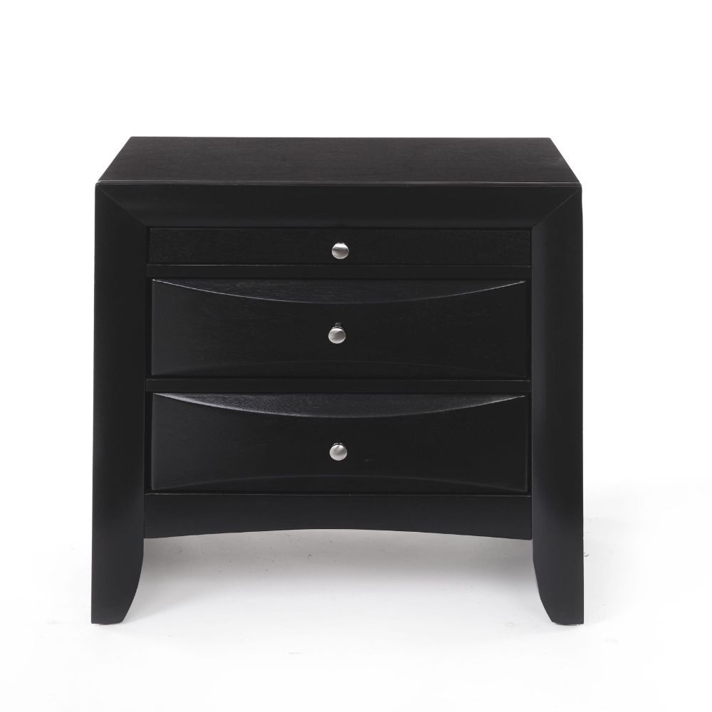 The Ireland nightstand features two spacious storage drawers and one pull-out tray. With English dovetail with center metal glides. The tray will keep essentials close by and pull out tray offers you additional surface area. Complemented by slightly flare