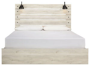 Cambeck - Whitewash - King Panel Bed with Side Storage Drawers