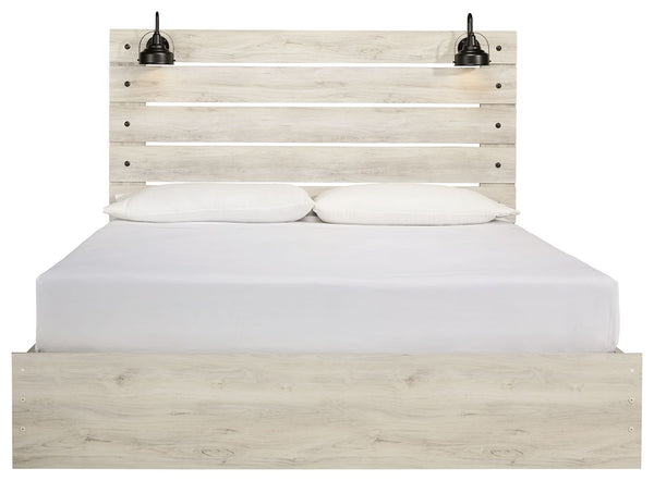 Cambeck - Whitewash - King Panel Bed with Side Storage Drawers