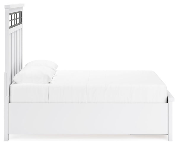Ashbryn - White / Natural - Queen Panel Storage Bed