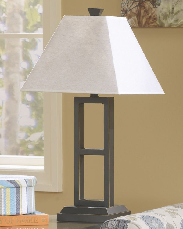  with a rustic metal base softened by the textural waves of a chic linen-look shade. We love how the center cutouts keep these table lamps so light and airy.<br><br><b>Additional Dimensions</