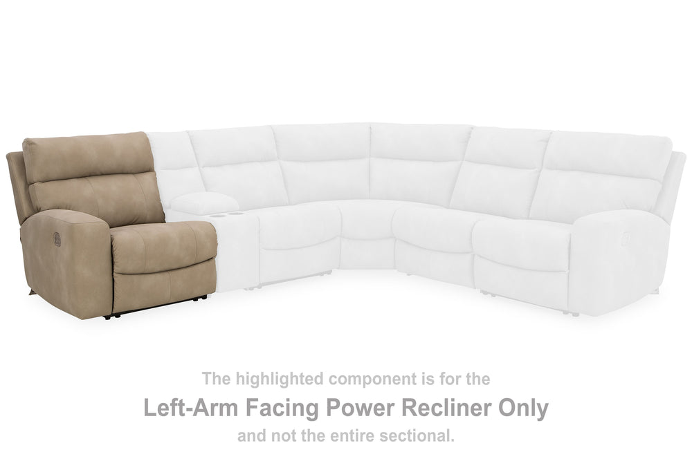 This left-arm facing power recliner is made with Next-Gen Durapella (polyester/polyurethane) upholstery. Pairs with other items in the series to make a modular sectional.<br><br><b>Additional Dimensions</b><br><ul><li>Arm height: 25-"</li><li>Seat depth: 