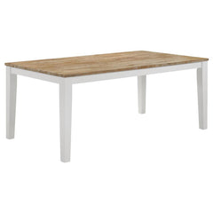 Encourage a farmhouse vibe with the casual character and charm of a cottage dining table. The rectangular table is perfect for family gatherings, sure to host everything from delicious meals to game nights to study sessions. It boasts a crisp white base f