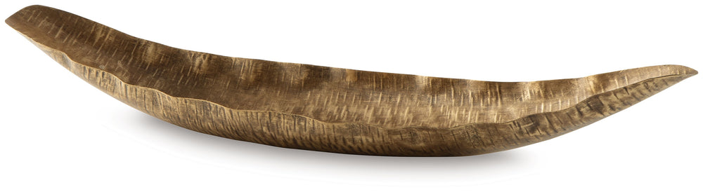 This tray welcomes you with its time-worn, textured look in an antiqued goldtone. Seeking to showcase your smaller accents? The subtle curves of this tray hold decorative baubles in inviting style. And it invites fashionable function to an entryway or cou