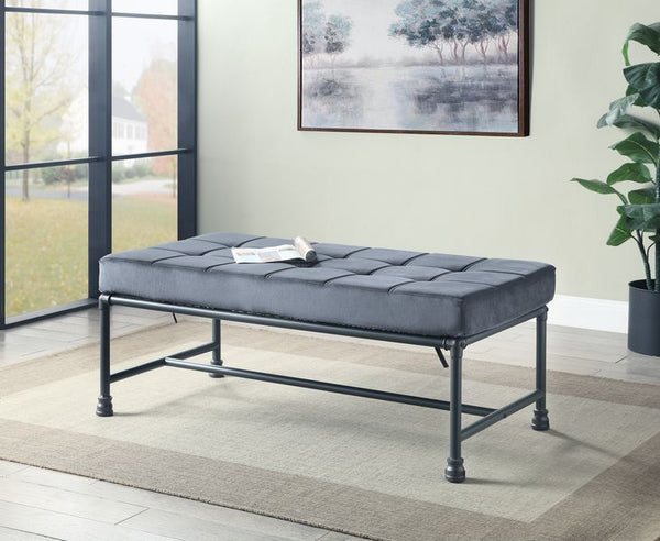 Foam Density: D20 Memory Foam<br/><br/><b>Product Features</b><ul><li>KD</li><li>Memory Foam Seat & Back Cushion</li><li>Accent Pillow Included</li><li>Water Pipe Style</li><li>Case: 1Pc/1Ctn</li><li>Finish: Gray Velvet & Sandy Gray Finish</li><li>Style: 