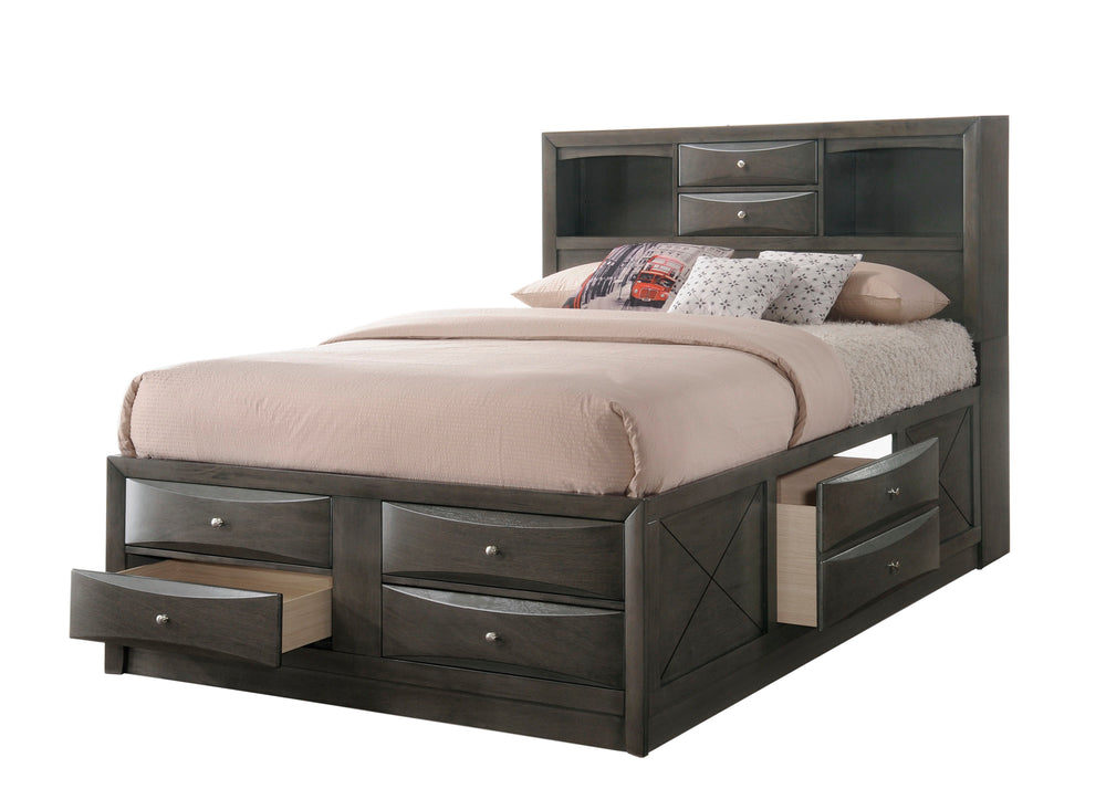 Emily-Queen Bed-Gray<h4><b>Emily - Queen Footboard With 2 Drawers, Left Side Rail Drawer - Gray</b></h4> <table width="100%"><colgroup><col style="width: 30%"> <col style="width: 70%"> </colgroup> <tbody> <tr> <td>Dimensions</td> <td> 62.70"L x 84.10"D x 