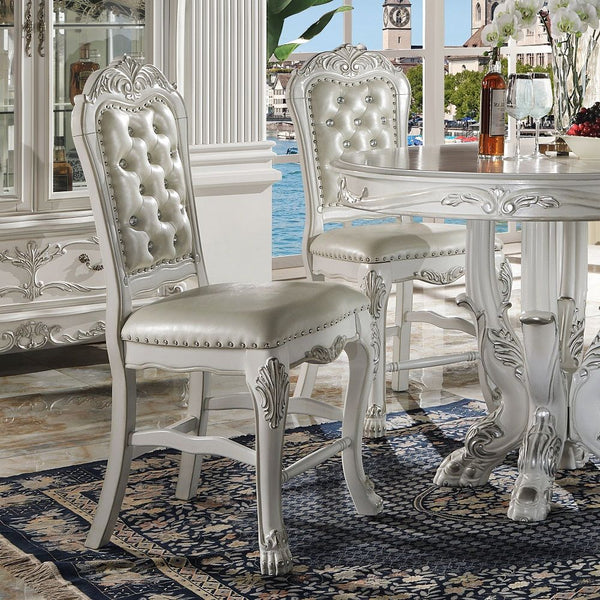 Dresden - Counter Height Chair (Set of 2) - PU & Bone White Finish<br/><br/><b>Product Features</b><ul><li>Padded Seat & BackButton Tufted Back</li></ul><br/>