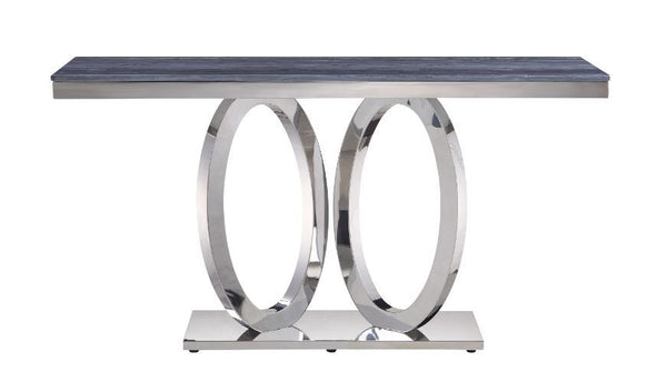  Stainless steel frame works perfectly with cultured marble top. Shiny metal base designed with i