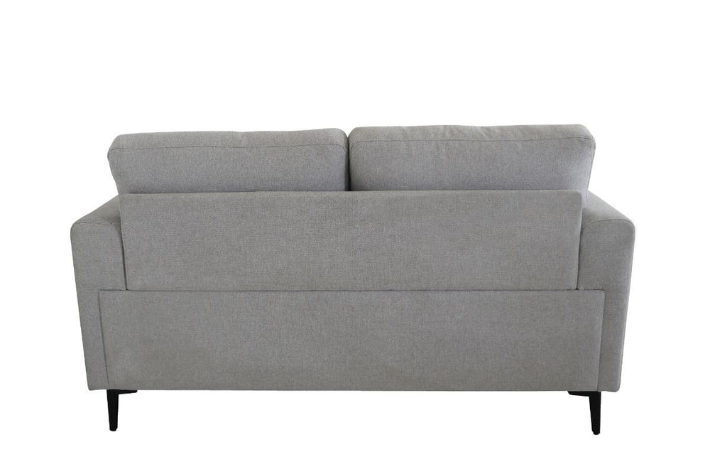 The contemporary Kyrene sofa set is an excellent choice for achieving an effortlessly chic look. The light gray linen does not weigh down the pieces-' appearance, and it emphasizes its clean lines. The neutral color is easy to style around, personalize th