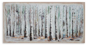 Bring the beauty of nature indoors with this wall art. Its shades and shadows invite you into the treescape, with hand-painted embellishments adding stunning detail. Hang this statement piece in the living room or a home office to incorporate a tranquil t