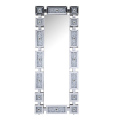 Noralie - Accent Floor Mirror -Faux Diamond Inlay - Mirrored & Faux Diamonds - 26-"<br/><br/><b>Product Features</b><ul><li>Accent Floor Mirror</li><li>Hollywood Lighted Mirror (Bulb Not Included)</li><li>Rectangular Shape</li><li>Beveled Mirrored Frame</