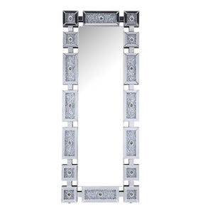 Noralie - Accent Floor Mirror -Faux Diamond Inlay - Mirrored & Faux Diamonds - 26-"<br/><br/><b>Product Features</b><ul><li>Accent Floor Mirror</li><li>Hollywood Lighted Mirror (Bulb Not Included)</li><li>Rectangular Shape</li><li>Beveled Mirrored Frame</