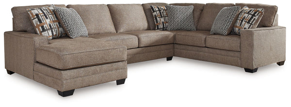 Classic, contemporary and cozy. With this sectional with chaise, relaxing in style is made easy. It takes a warm and inviting approach to versatile color, incorporating posh character into your space with menswear-inspired upholstery. Graphic accent pillo