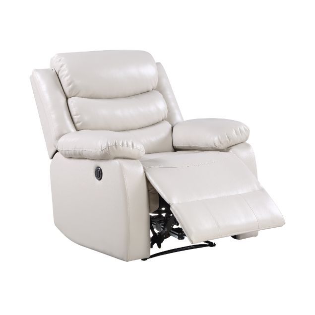 Maintain a healthy work-life balance. The Eilbra Power Recliner helps you release long-time pressure. Fully covered with smooth faux leather, the recliner is accented with pocket coil seating and pillow top armrests that bring new level of comfort to your