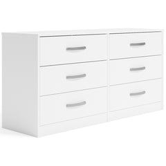 This dresser has simple lines and contemporary styling, allowing it to blend seamlessly with any decor. Six spacious drawers slide easily on metal ball bearings and can be used to keep your clothes neat and organized. Sleek metal pulls in a brushed nickel