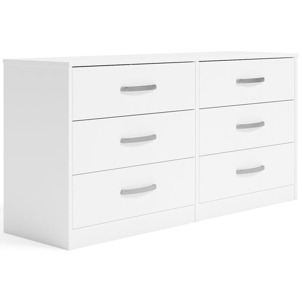 This dresser has simple lines and contemporary styling, allowing it to blend seamlessly with any decor. Six spacious drawers slide easily on metal ball bearings and can be used to keep your clothes neat and organized. Sleek metal pulls in a brushed nickel