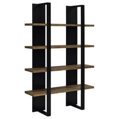 Clean lines and a floating style elevate this contemporary bookcase into a truly stylish furniture piece. With an elegant two-tone finish, this bookcase features an open and airy shelving design with four spacious full-length shelves to display decor, fam
