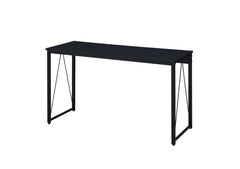 Simple, bold, and appealing, the Zaidin Desk will give your workplace a distinct look with rustic industrial style. Founded atop a black-finished metal base that is accented with reverse -"V-" shaped support, the distressed wooden table with minimal detai