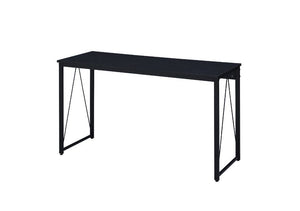Simple, bold, and appealing, the Zaidin Desk will give your workplace a distinct look with rustic industrial style. Founded atop a black-finished metal base that is accented with reverse -"V-" shaped support, the distressed wooden table with minimal detai