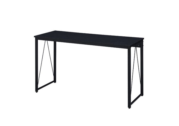 Simple, bold, and appealing, the Zaidin Desk will give your workplace a distinct look with rustic industrial style. Founded atop a black-finished metal base that is accented with reverse -"V-" shaped support, the distressed wooden table with minimal detai