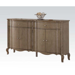 Assembled 2 Drw & 4 Wooden Doors (Inside 2 Adjustable Shelves) Drawer: GLIDE Side Metal (2/3), DT English Front & French Back, Felt-Lined Top Drawer Wooden Cabriole Leg<br/><br/><b>Product Features</b><ul><li>Case: 1Pc/1Ctn</li><li>Finish: Antique Taupe</