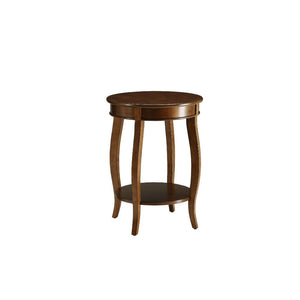 This Alberta side table will be your favorite accent piece with its round top form and stylized legs. Offered in four different colors: Antique White, walnut, red, and teal. One is sure to fit perfect with your style.<br/><br/><b>Product Features</b><ul><