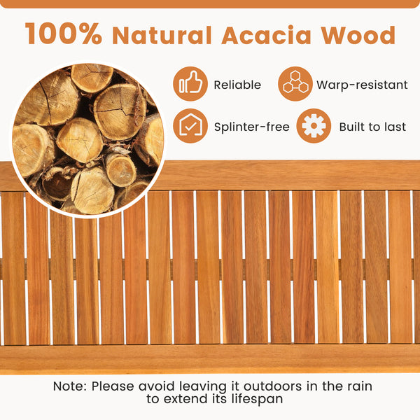 Please avoid leaving it outdoors in the rain to extend its lifespan<br>Crafted of natural acacia wood  reliable  warp-resistant  built to last<br>The wood surface through delicate craftsmanship is smooth and splinter-free<br>Regular application of wood oi